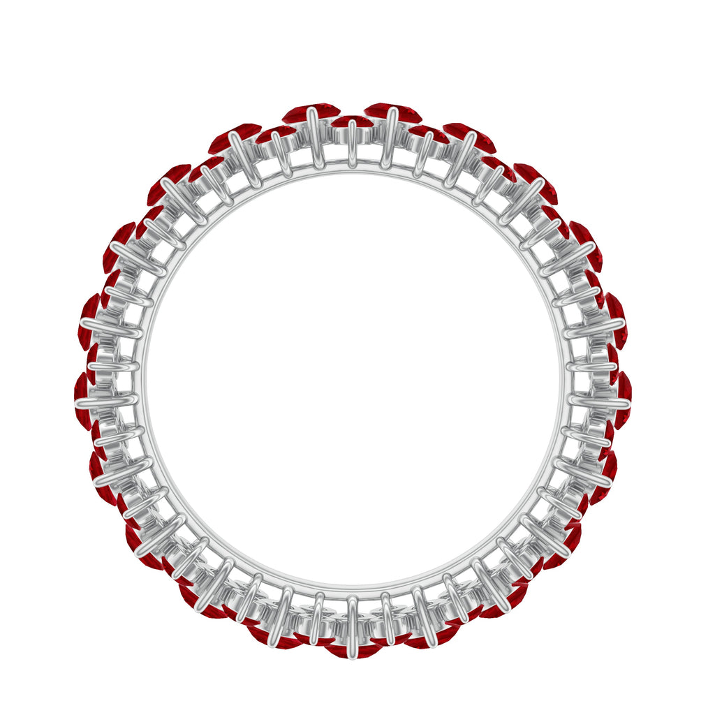 Lab Created Ruby Cluster Wedding Band for Women