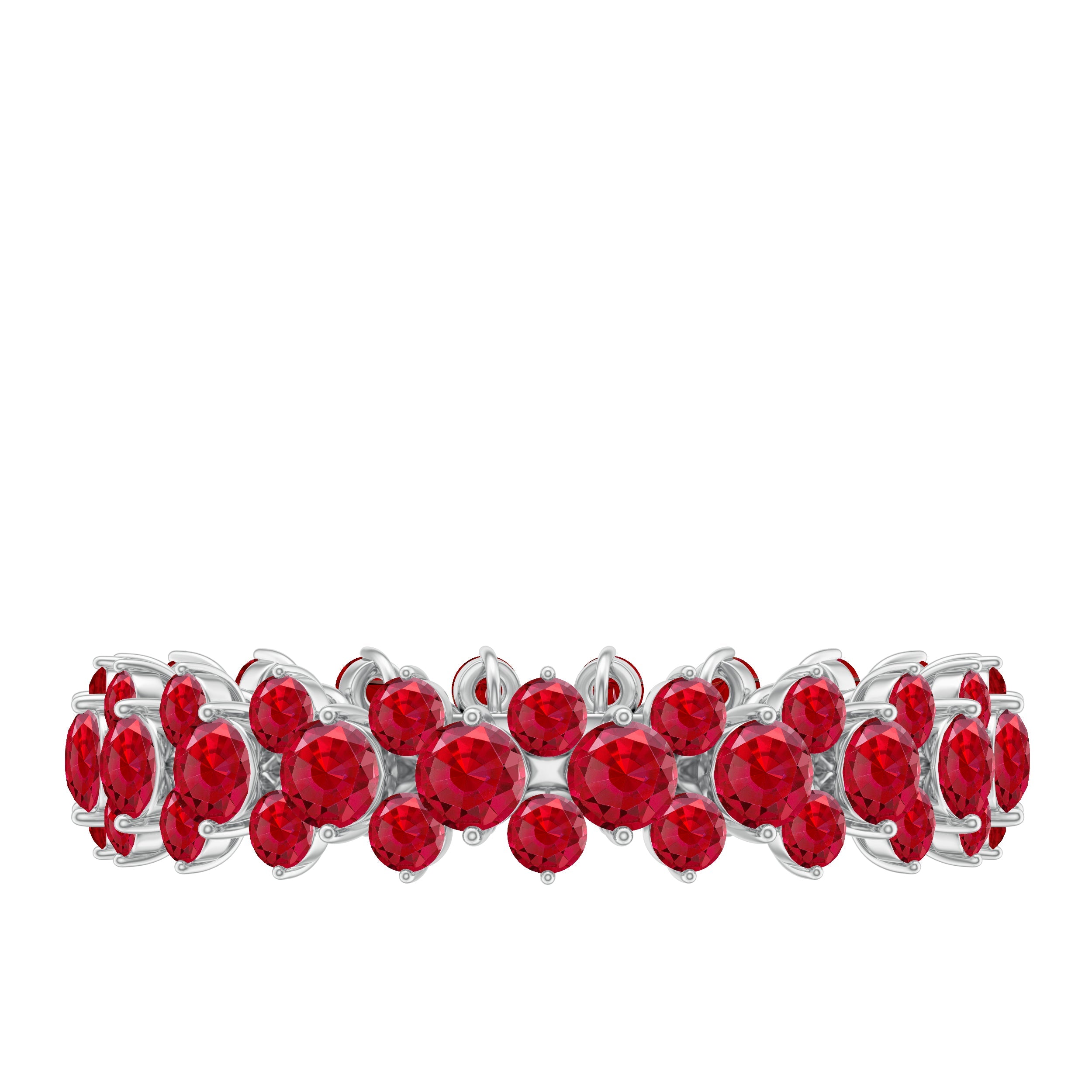 Lab Created Ruby Cluster Wedding Band for Women