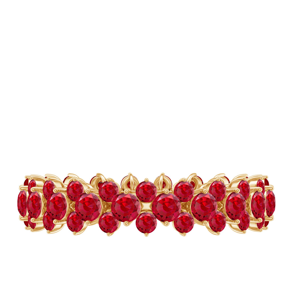 Lab Created Ruby Cluster Wedding Band for Women