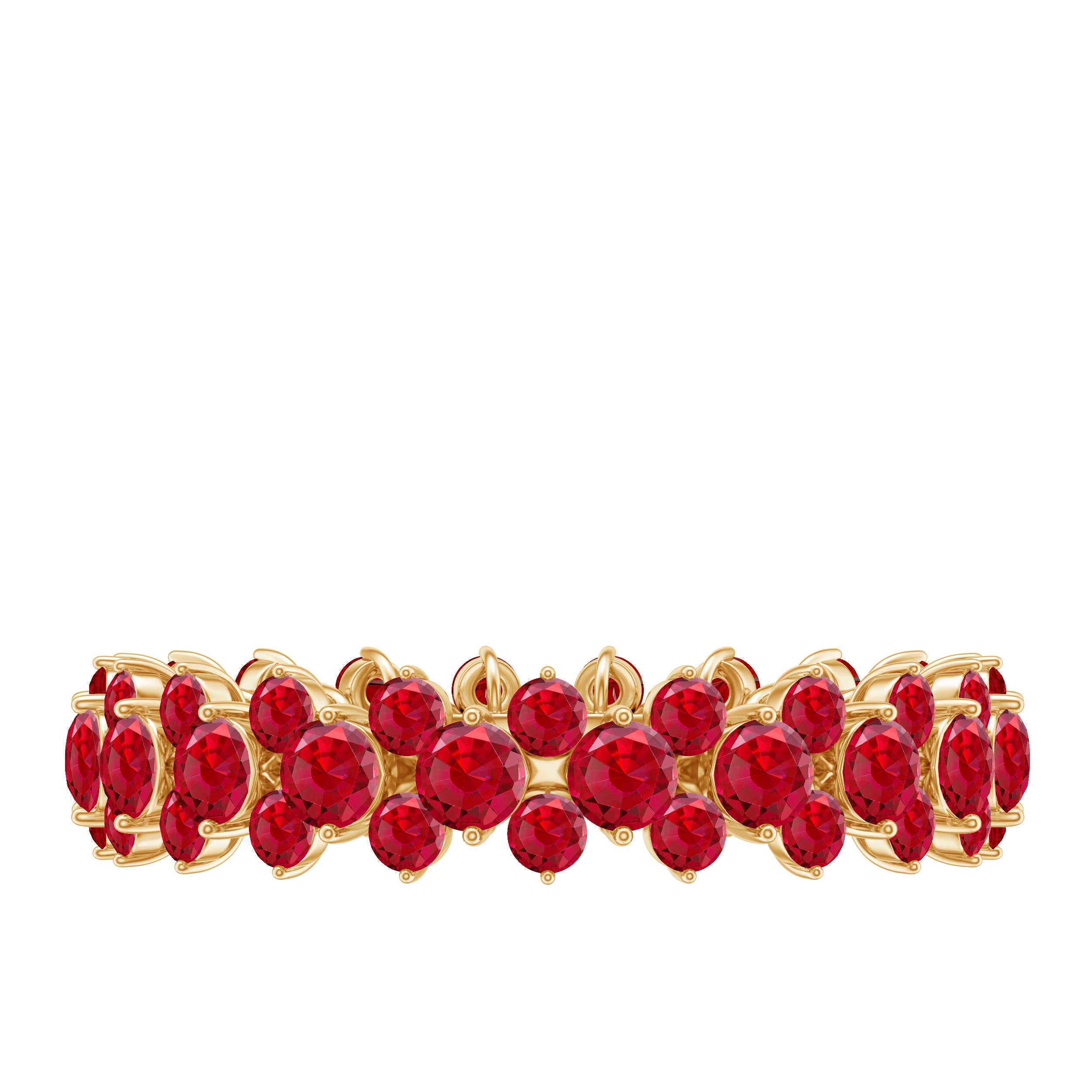 Lab Created Ruby Cluster Wedding Band for Women