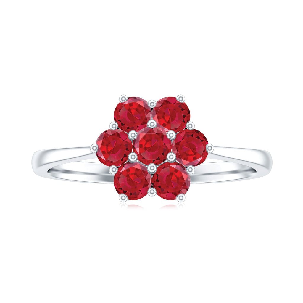 1 CT Round Cut Lab Created Ruby Cluster Ring