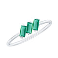 Certified Baguette Lab Grown Emerald 3 Stone Promise Ring