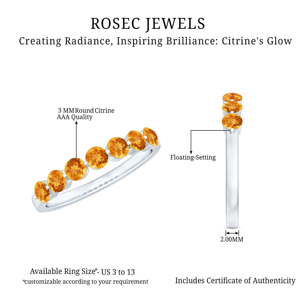 Natural Citrine Half Eternity Ring for Anniversary