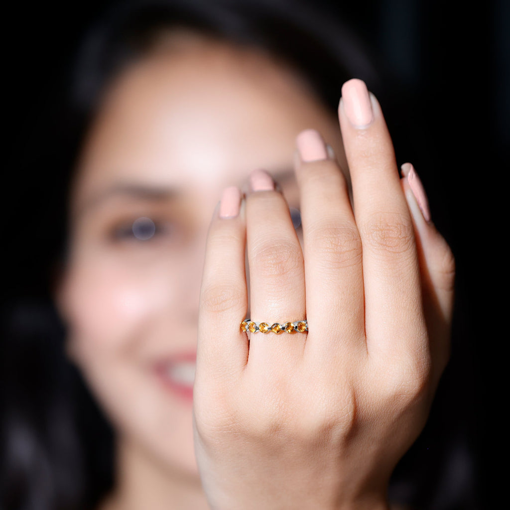 Natural Citrine Half Eternity Ring for Anniversary