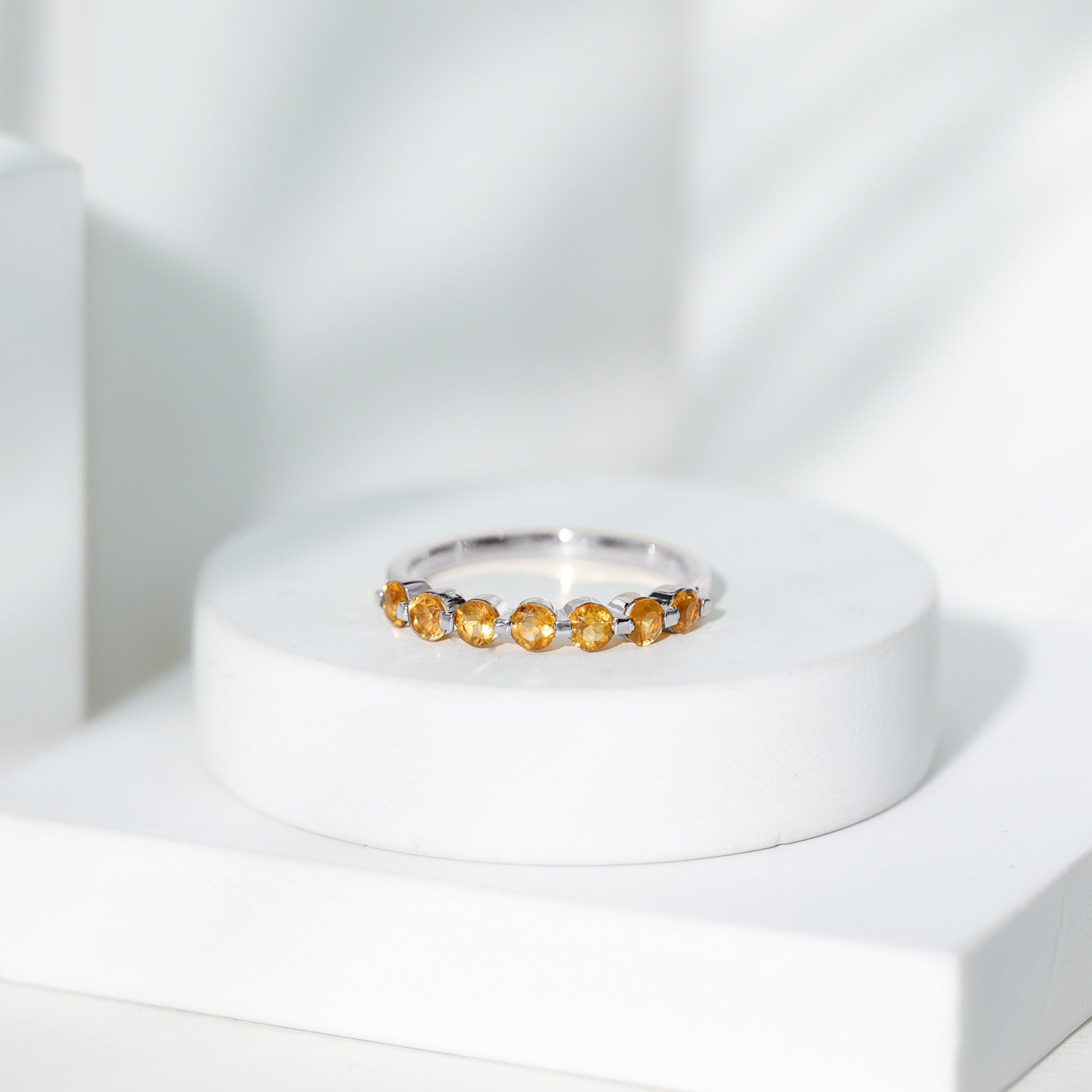 Natural Citrine Half Eternity Ring for Anniversary