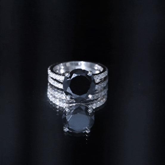 Lab Created Black Diamond Stackable Ring Set with Moissanite