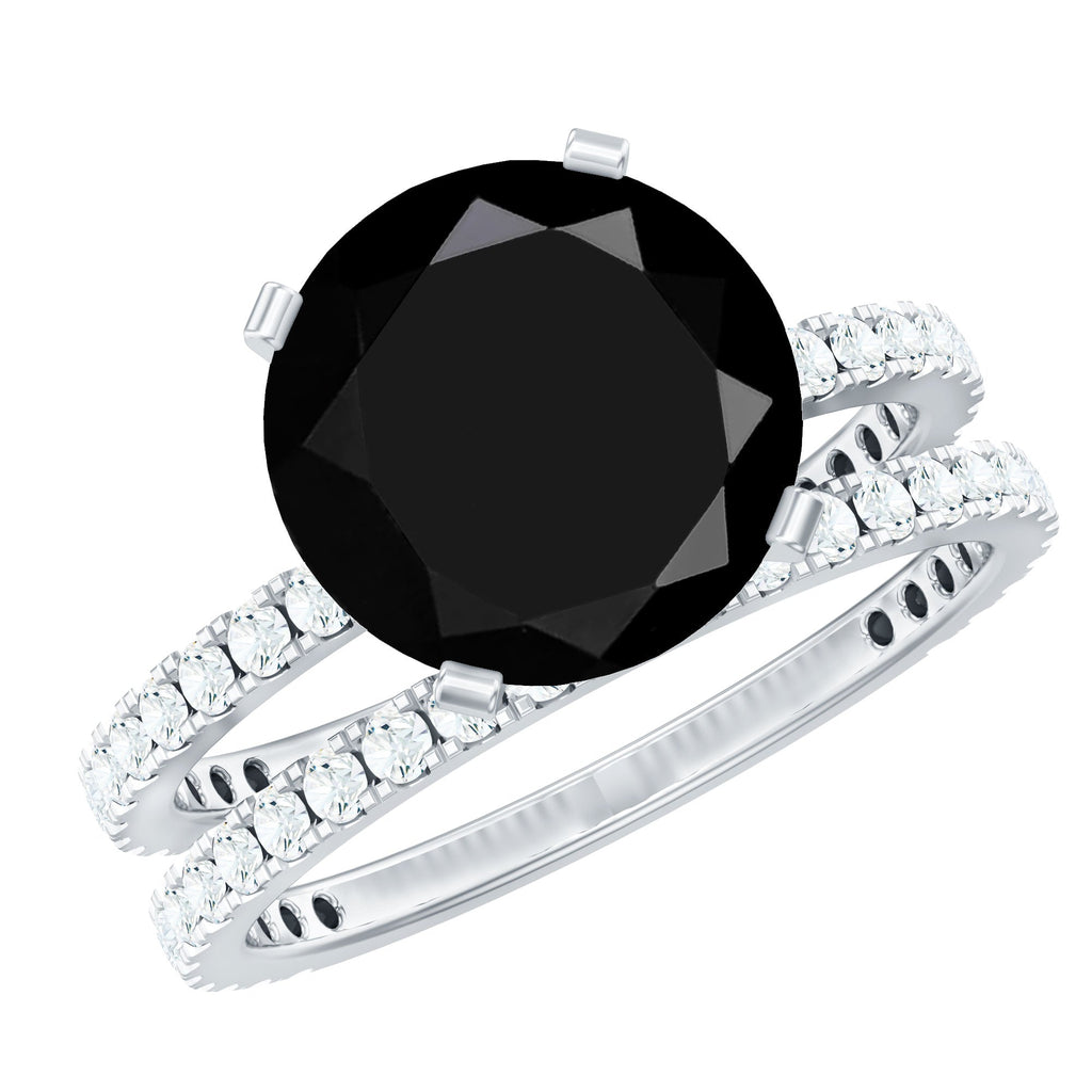 Lab Created Black Diamond Stackable Ring Set with Moissanite