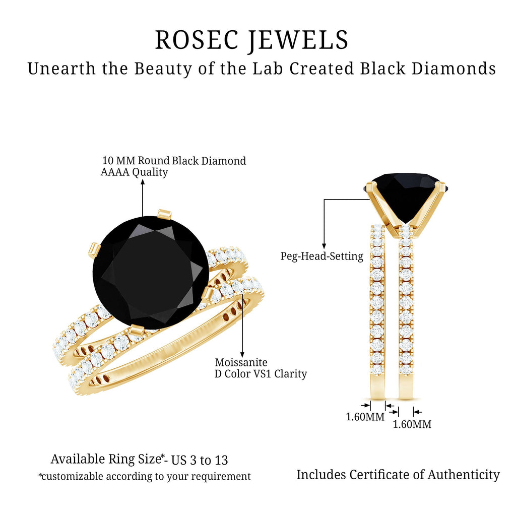 Lab Created Black Diamond Stackable Ring Set with Moissanite