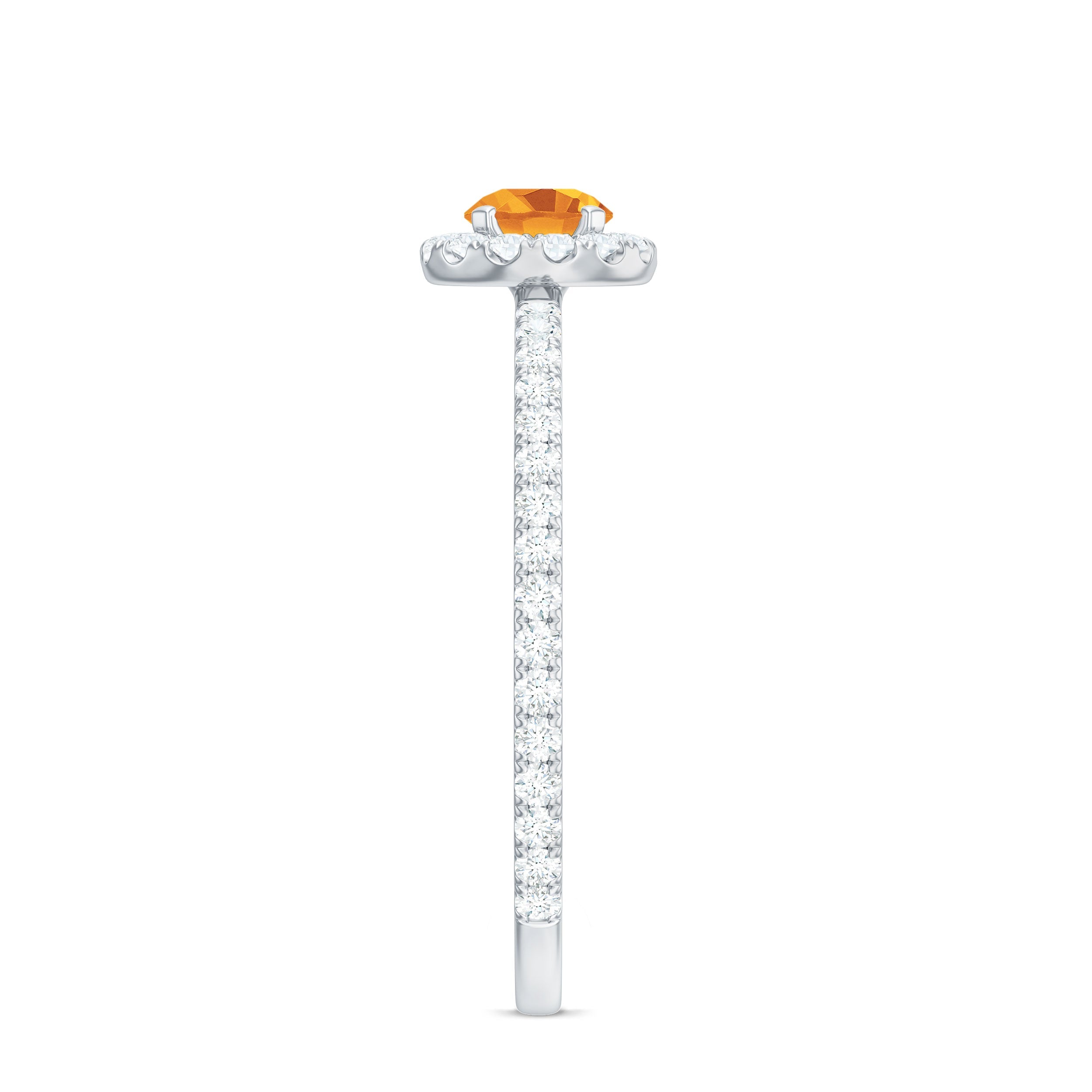 Minimal Citrine Engagement Ring with Diamond Halo