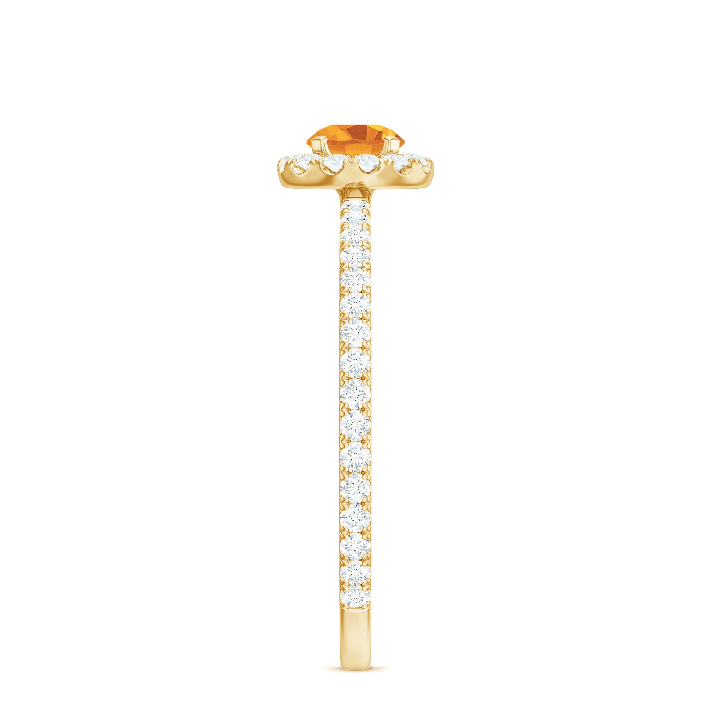 Minimal Citrine Engagement Ring with Diamond Halo