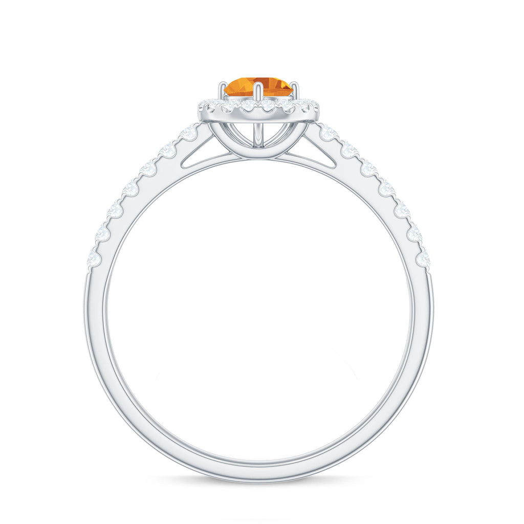 Minimalist Citrine Diamond Engagement Ring with Halo