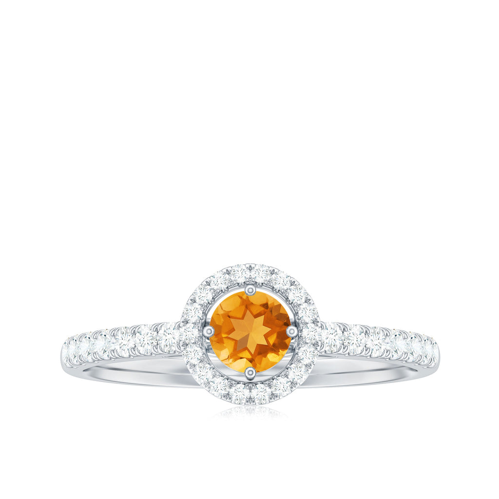 Minimalist Citrine Diamond Engagement Ring with Halo