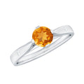 Certified Real Citrine Promise Ring with Diamond