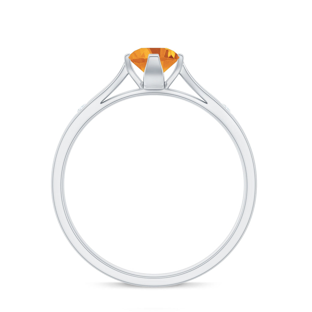 Certified Real Citrine Promise Ring with Diamond