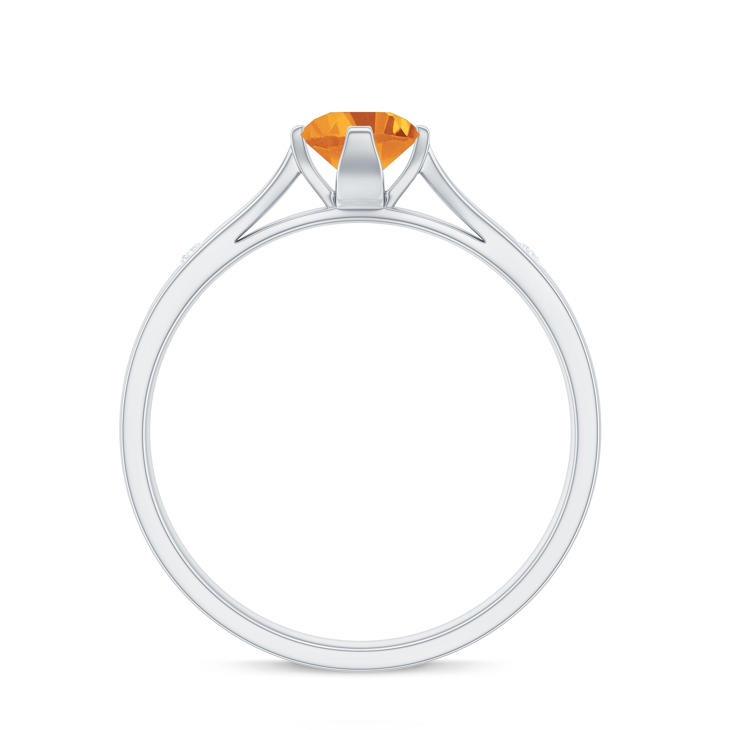 Certified Real Citrine Promise Ring with Diamond
