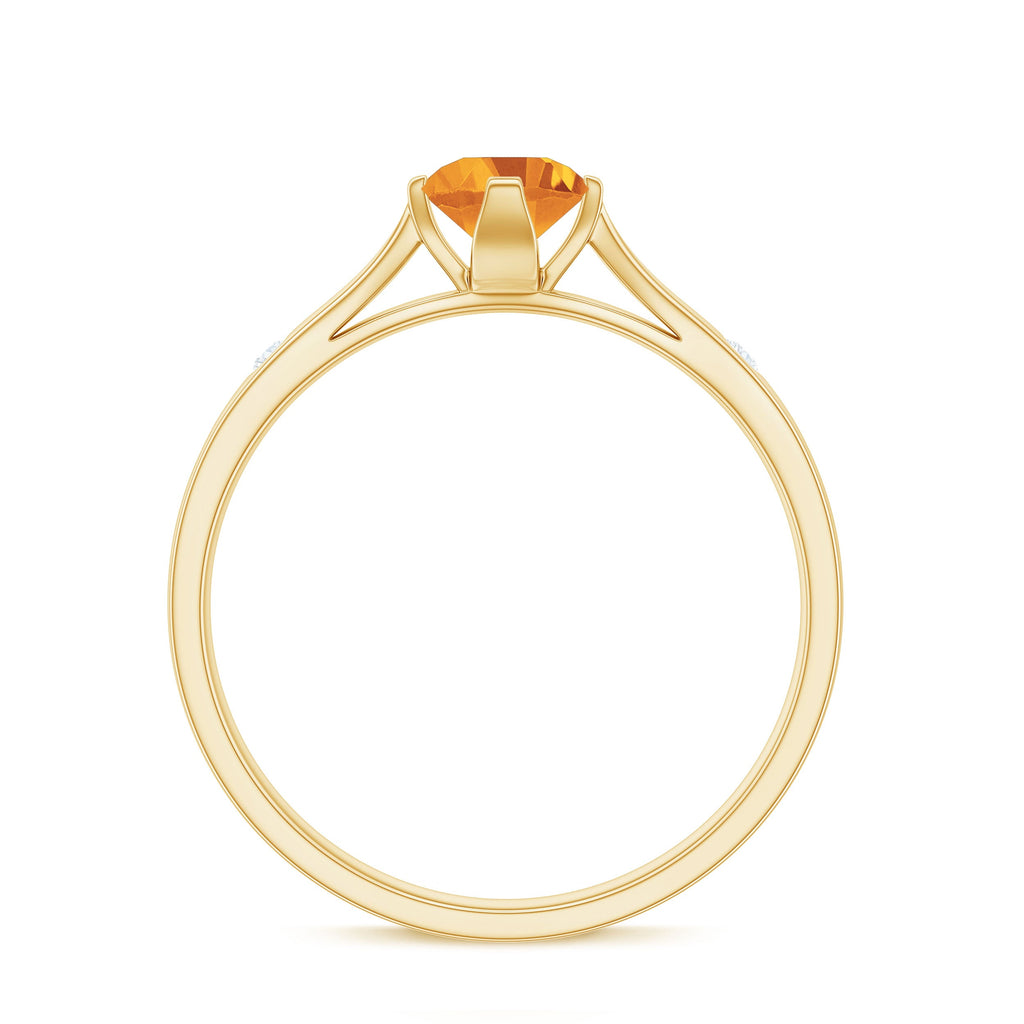 Certified Real Citrine Promise Ring with Diamond