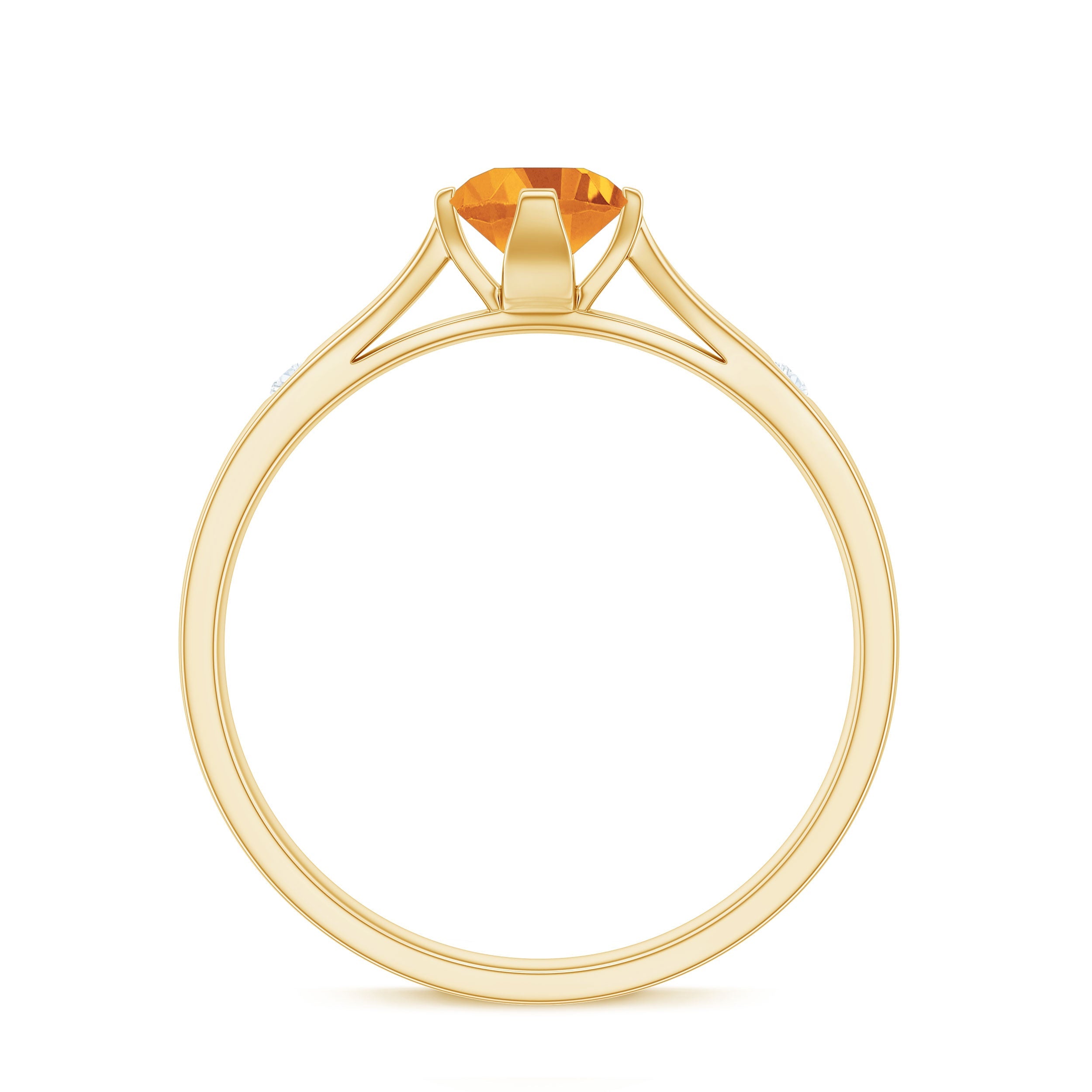 Certified Real Citrine Promise Ring with Diamond