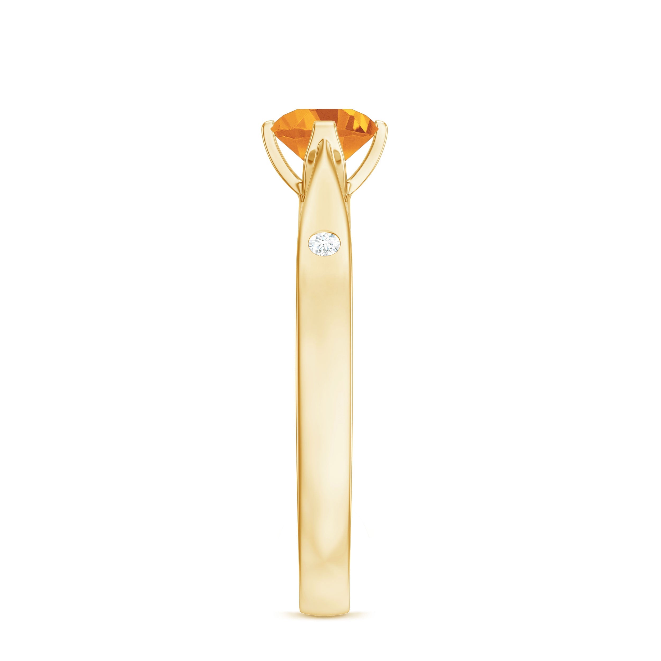Certified Real Citrine Promise Ring with Diamond