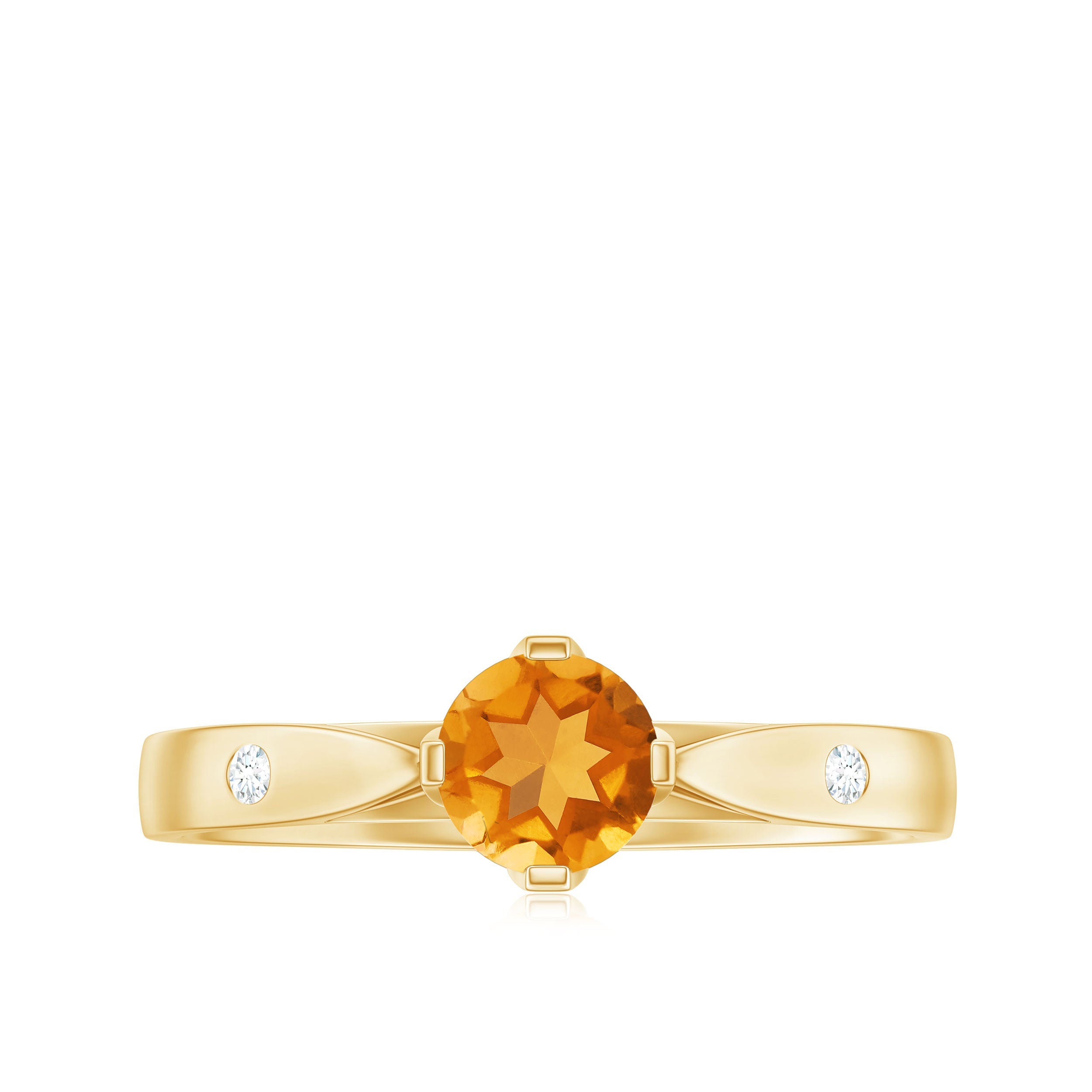 Certified Real Citrine Promise Ring with Diamond