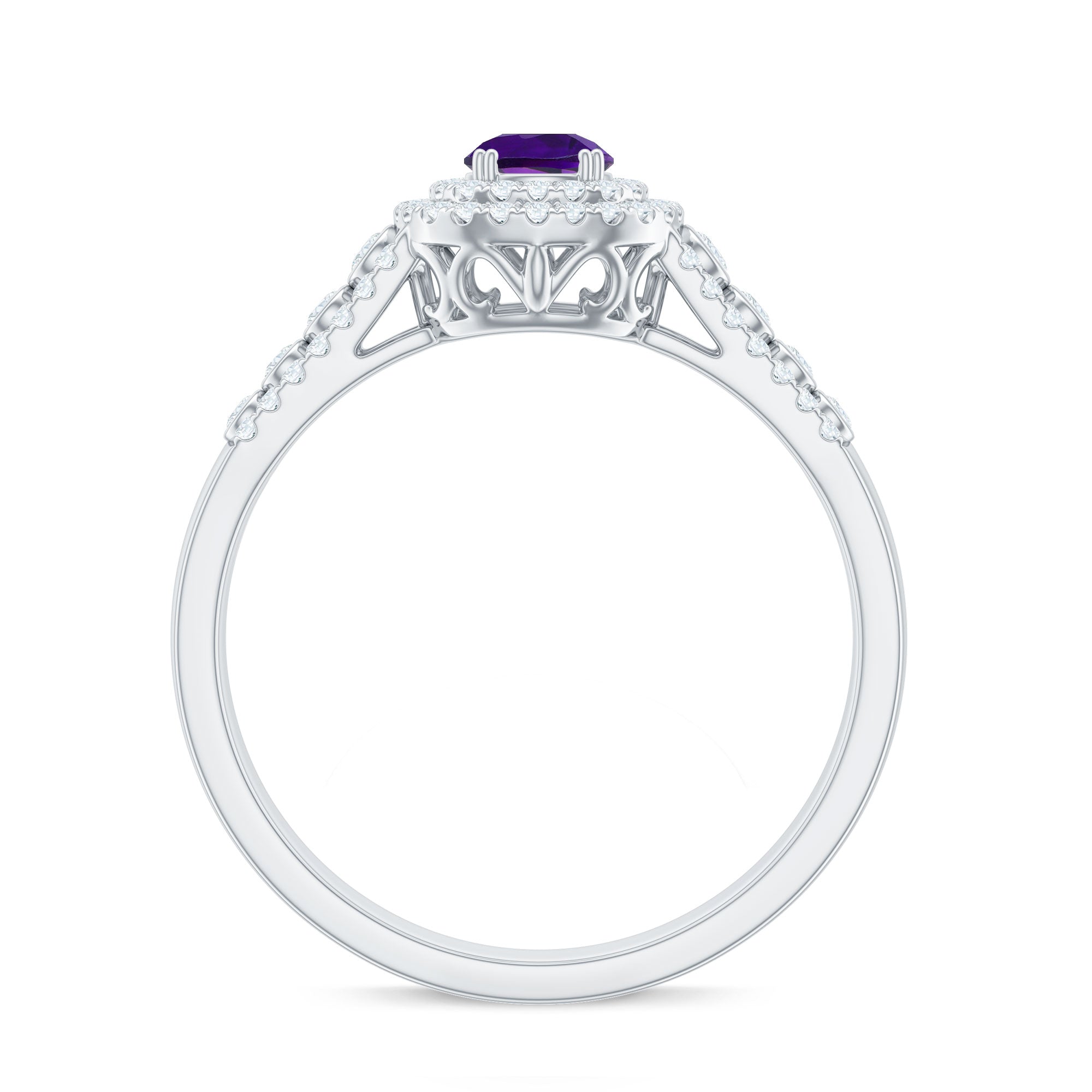 3 CT Amethyst Double Halo Engagement Ring with Moissanite