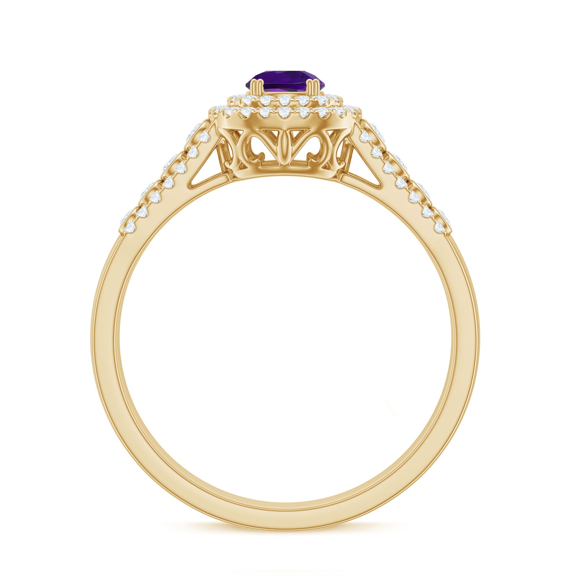 3 CT Amethyst Double Halo Engagement Ring with Moissanite