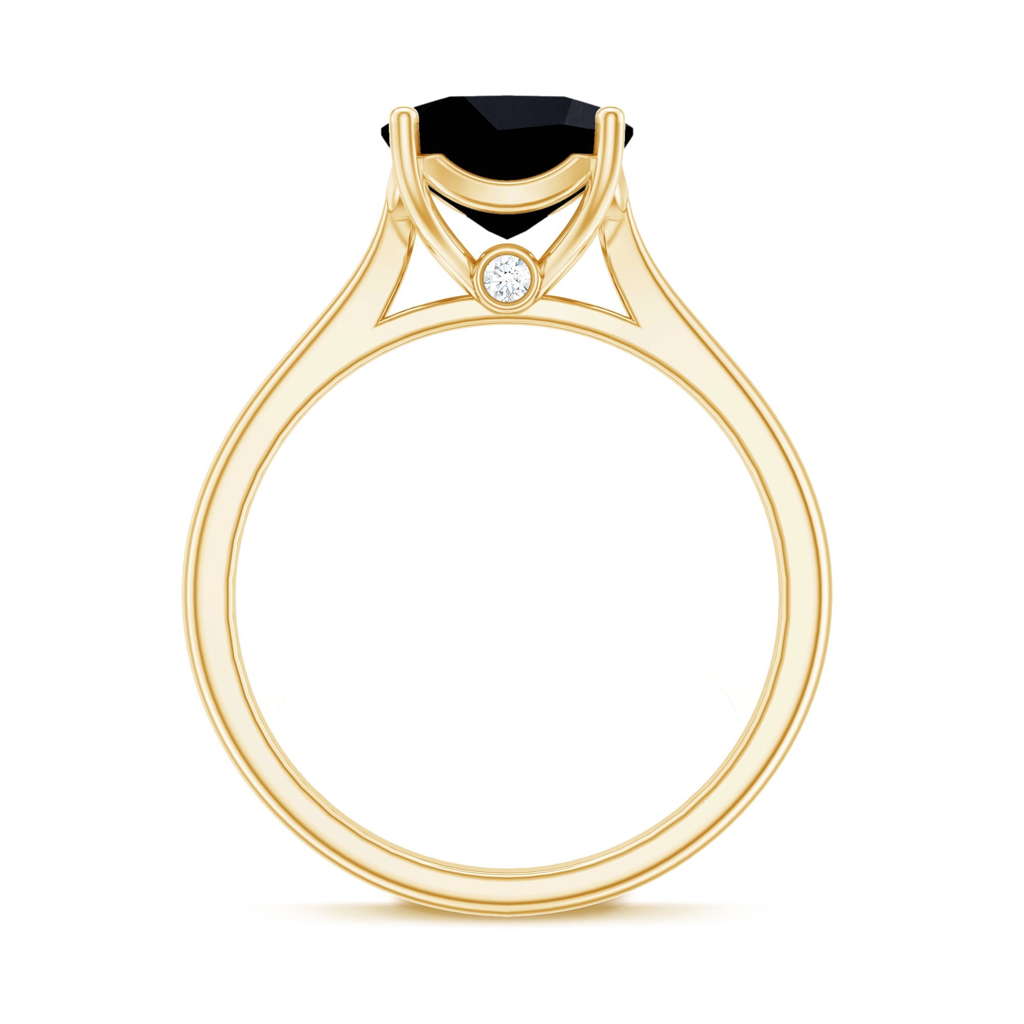 8MM Cushion Cut Black Onyx Solitaire Engagement Ring