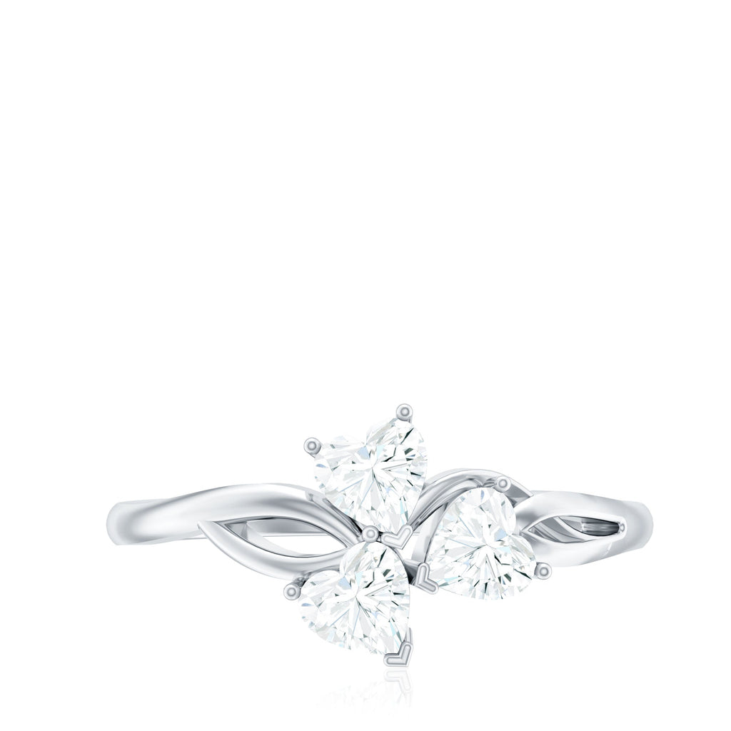 3/4 CT Heart Shape Zircon Three Stone Gold Ring