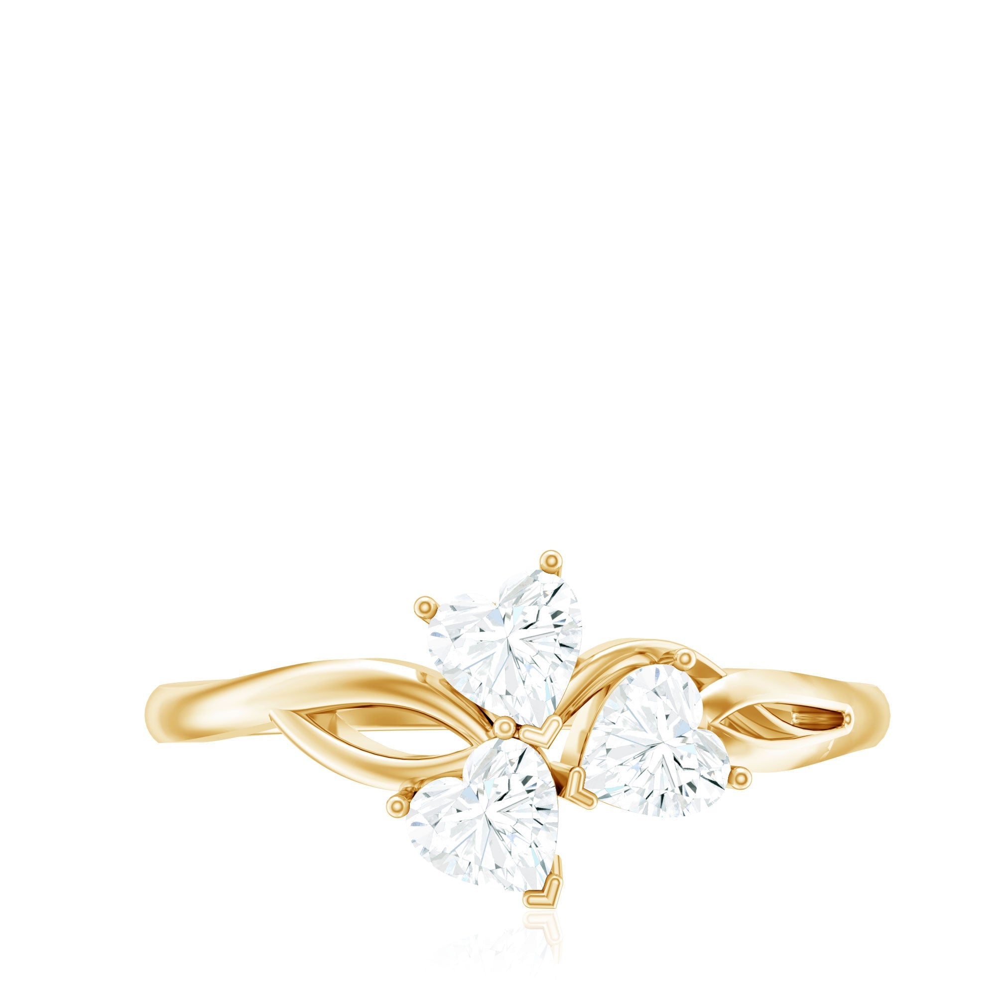 3/4 CT Heart Shape Zircon Three Stone Gold Ring