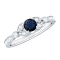 3/4 CT Vintage Inspired Blue Sapphire and Diamond Engagement Ring with Milgrain Details