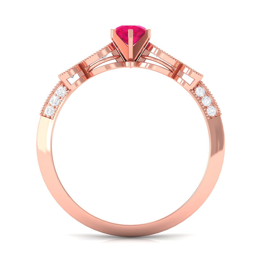 Minimal Ruby Engagement Ring with Diamond Accent