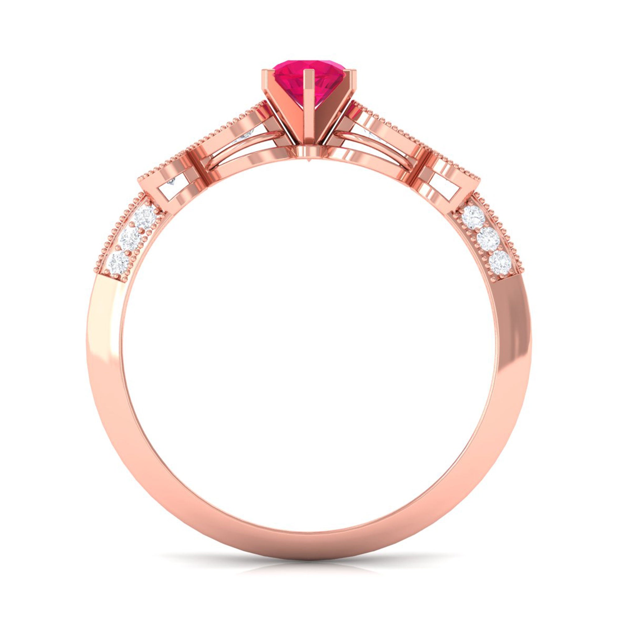 Minimal Ruby Engagement Ring with Diamond Accent