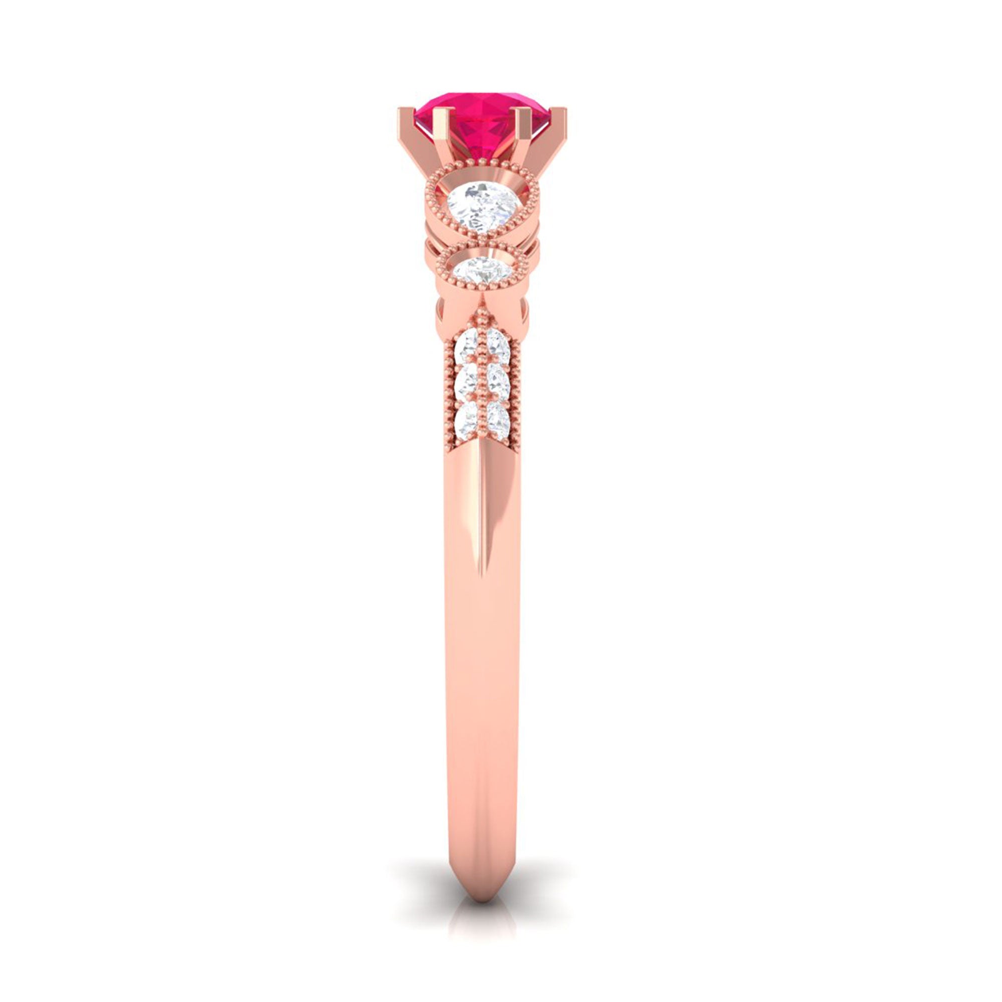 Minimal Ruby Engagement Ring with Diamond Accent