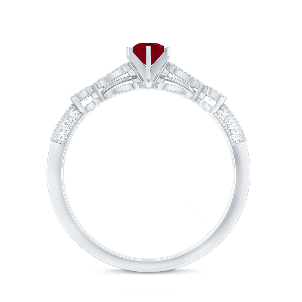 Minimal Ruby Engagement Ring with Diamond Accent
