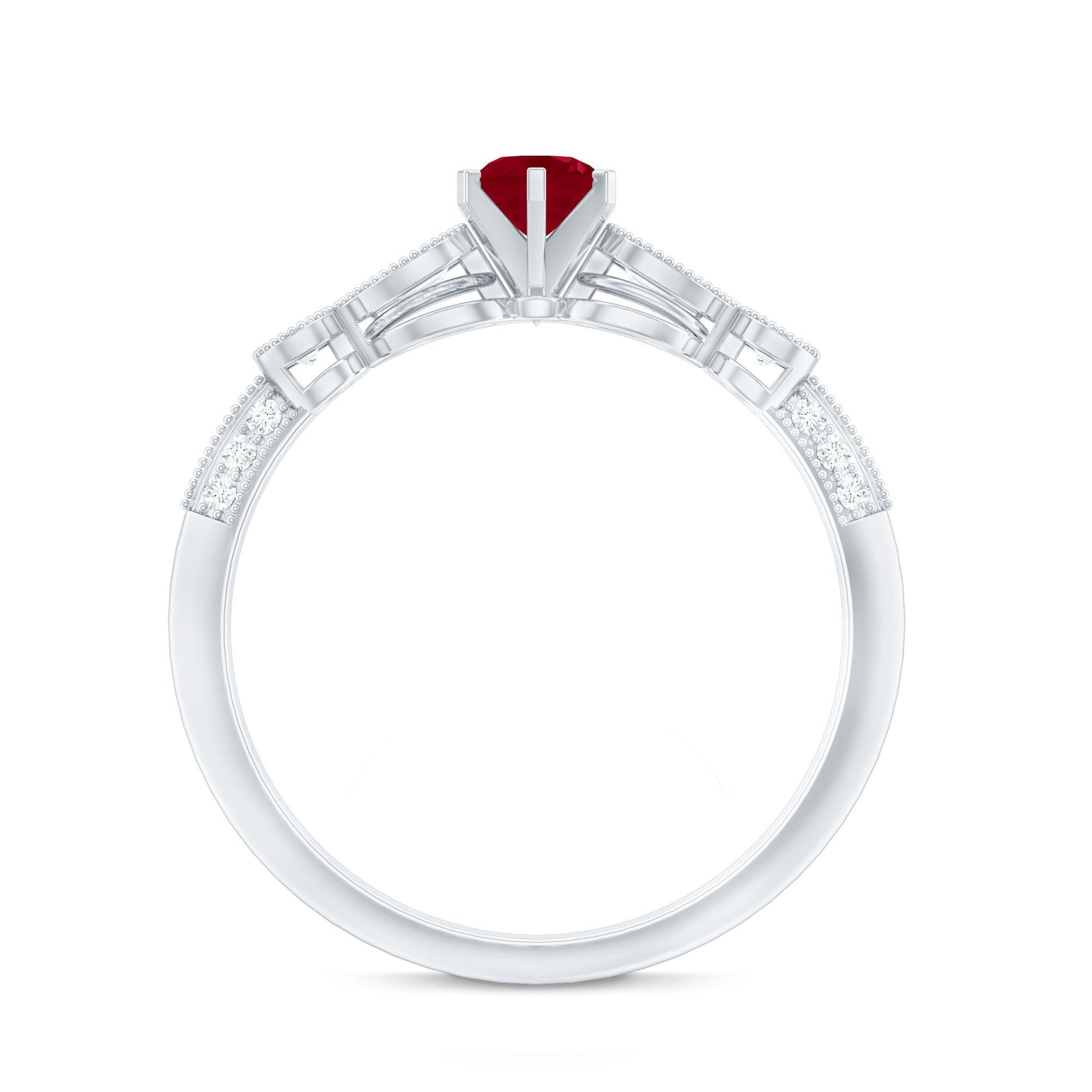 Minimal Ruby Engagement Ring with Diamond Accent
