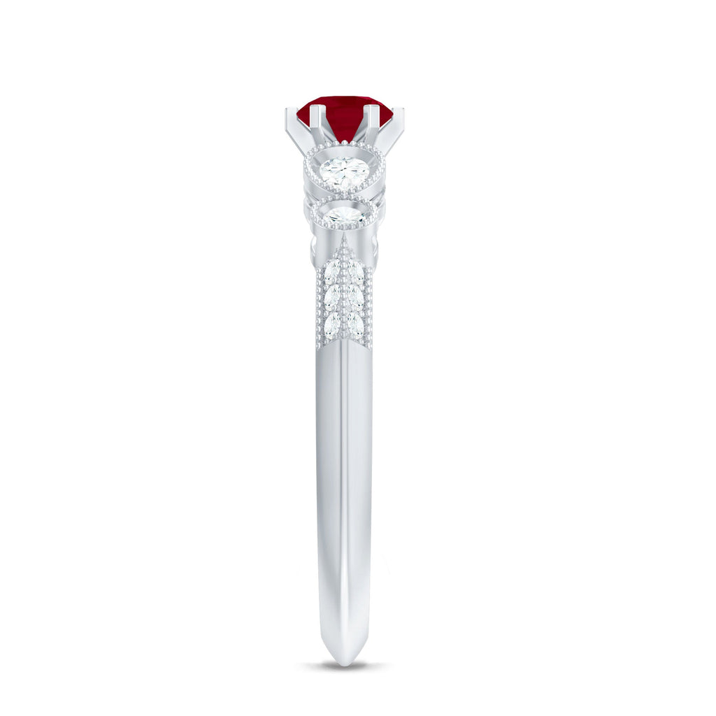 Minimal Ruby Engagement Ring with Diamond Accent