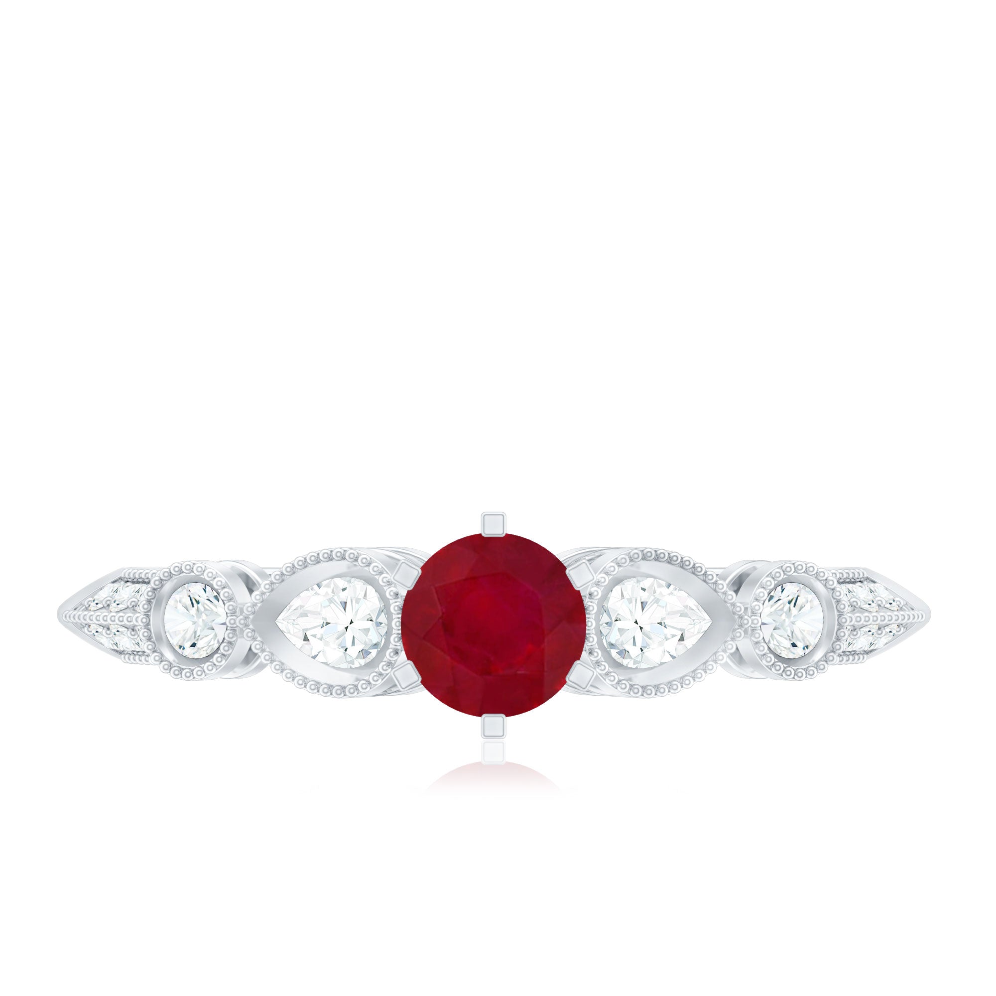 Minimal Ruby Engagement Ring with Diamond Accent