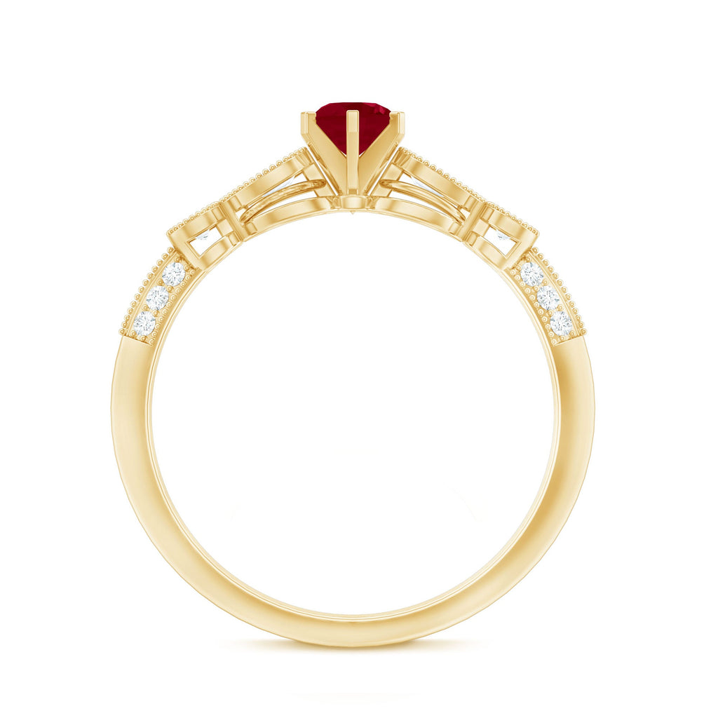 Minimal Ruby Engagement Ring with Diamond Accent