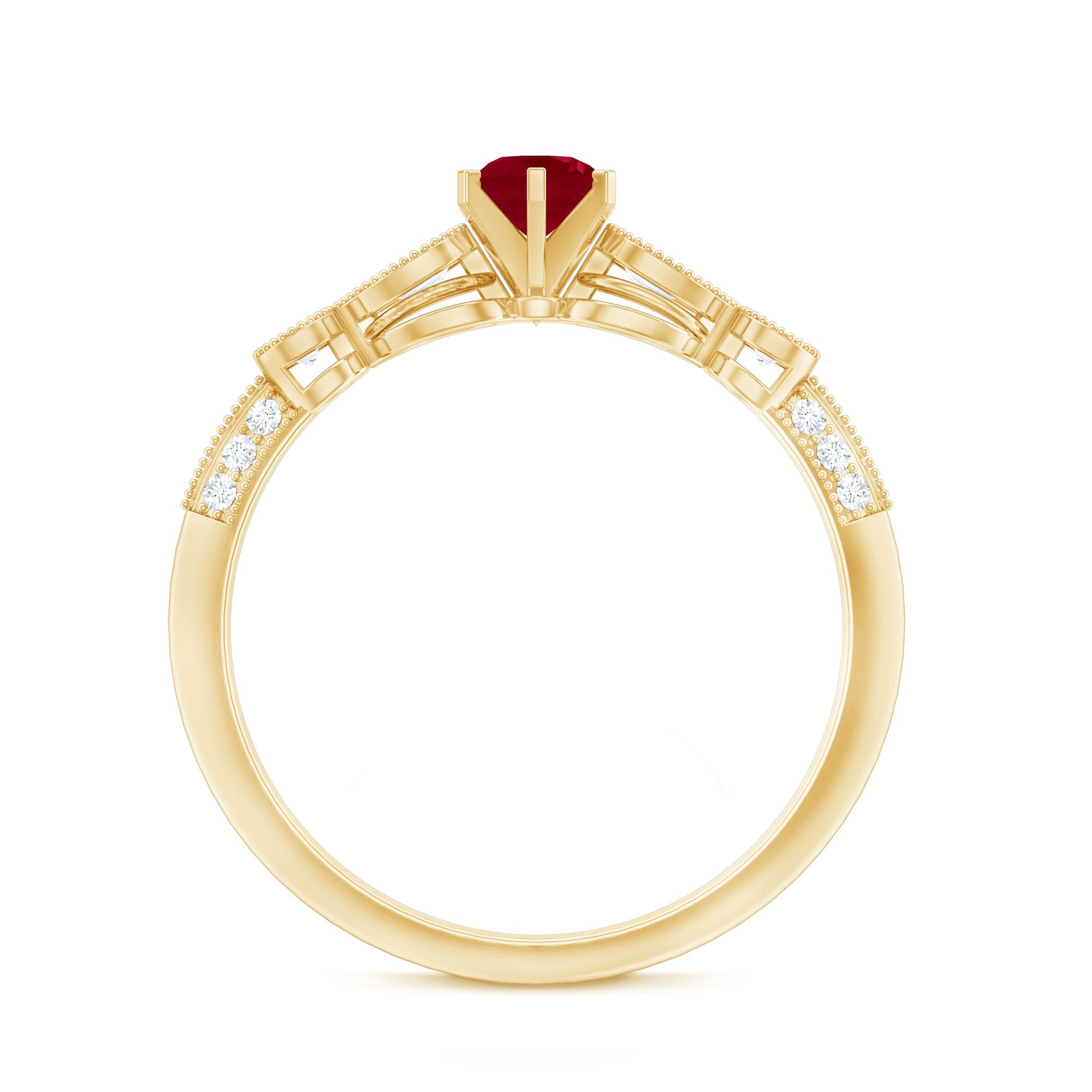 Minimal Ruby Engagement Ring with Diamond Accent