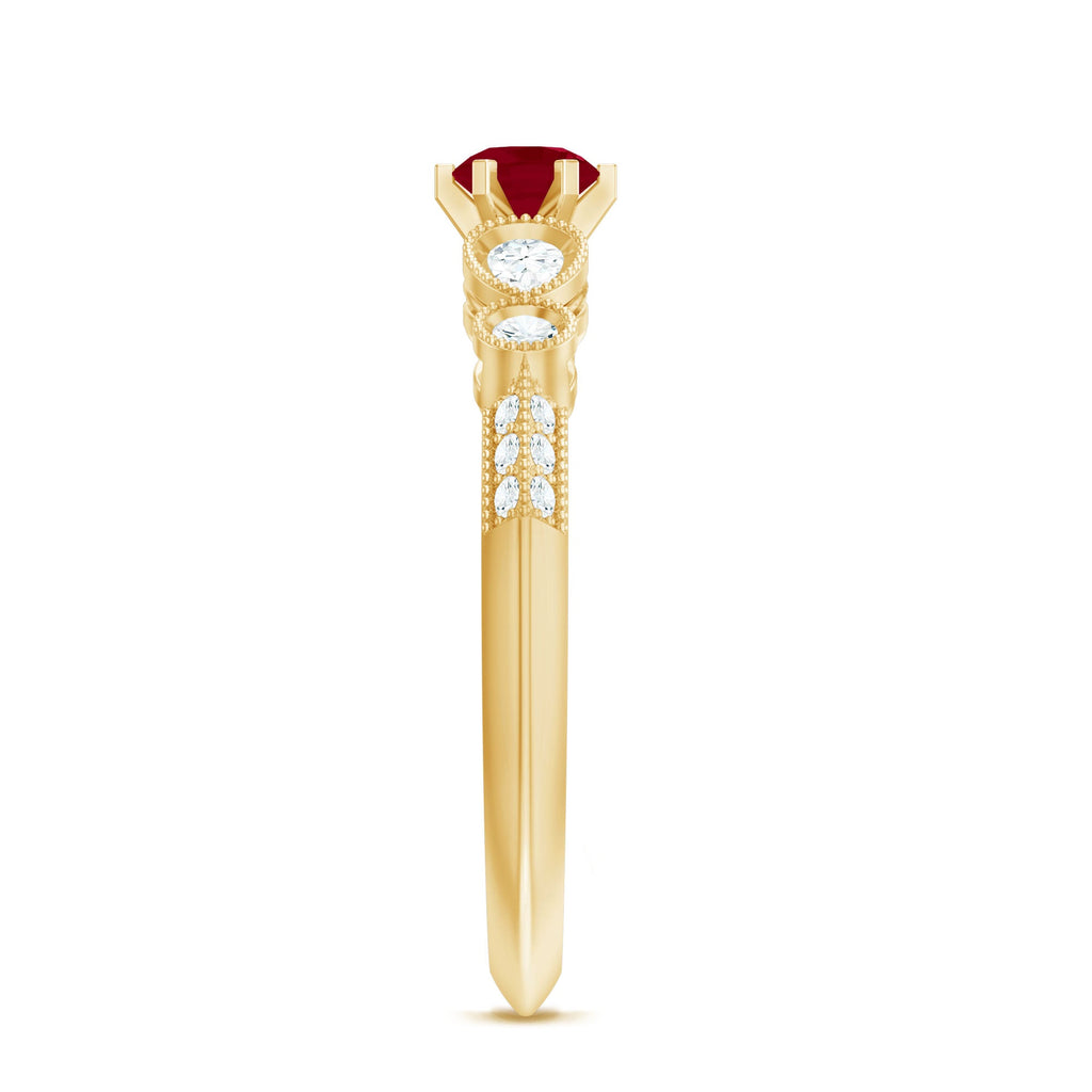 Minimal Ruby Engagement Ring with Diamond Accent