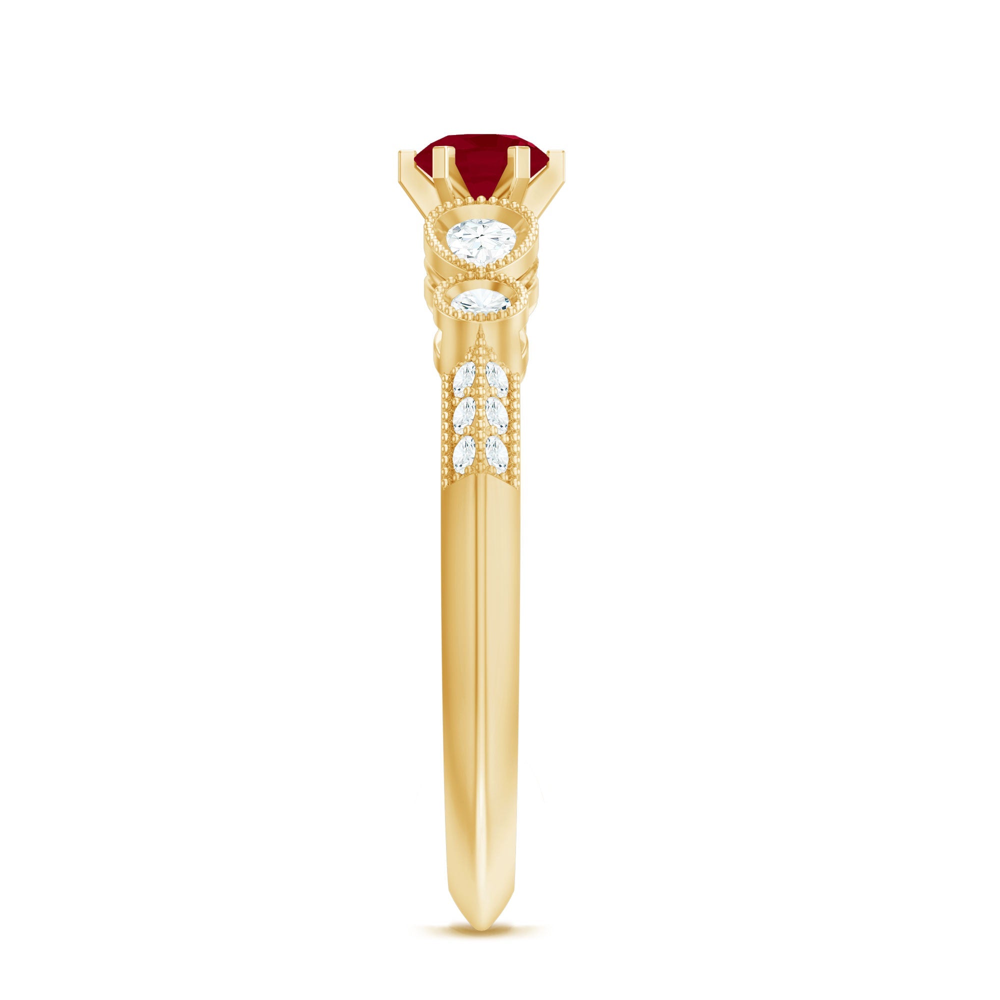 Minimal Ruby Engagement Ring with Diamond Accent