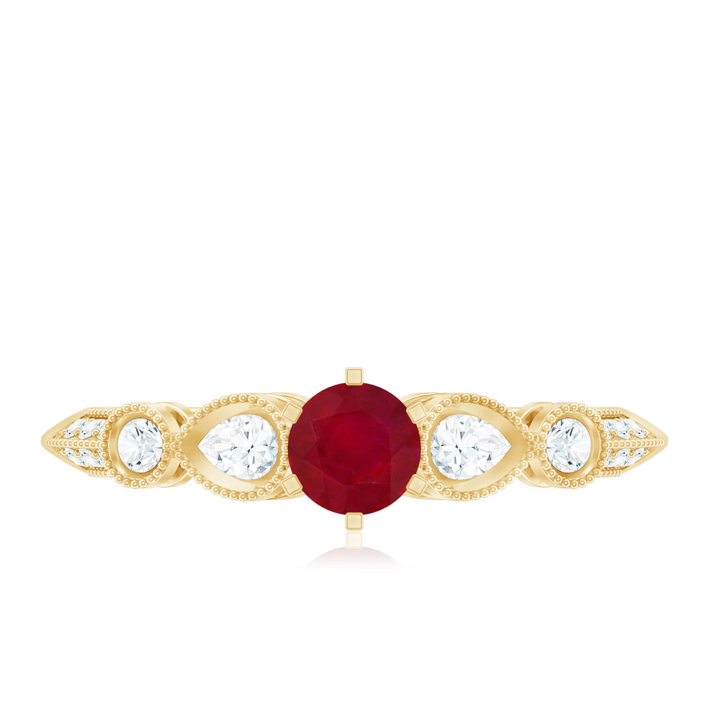 Minimal Ruby Engagement Ring with Diamond Accent
