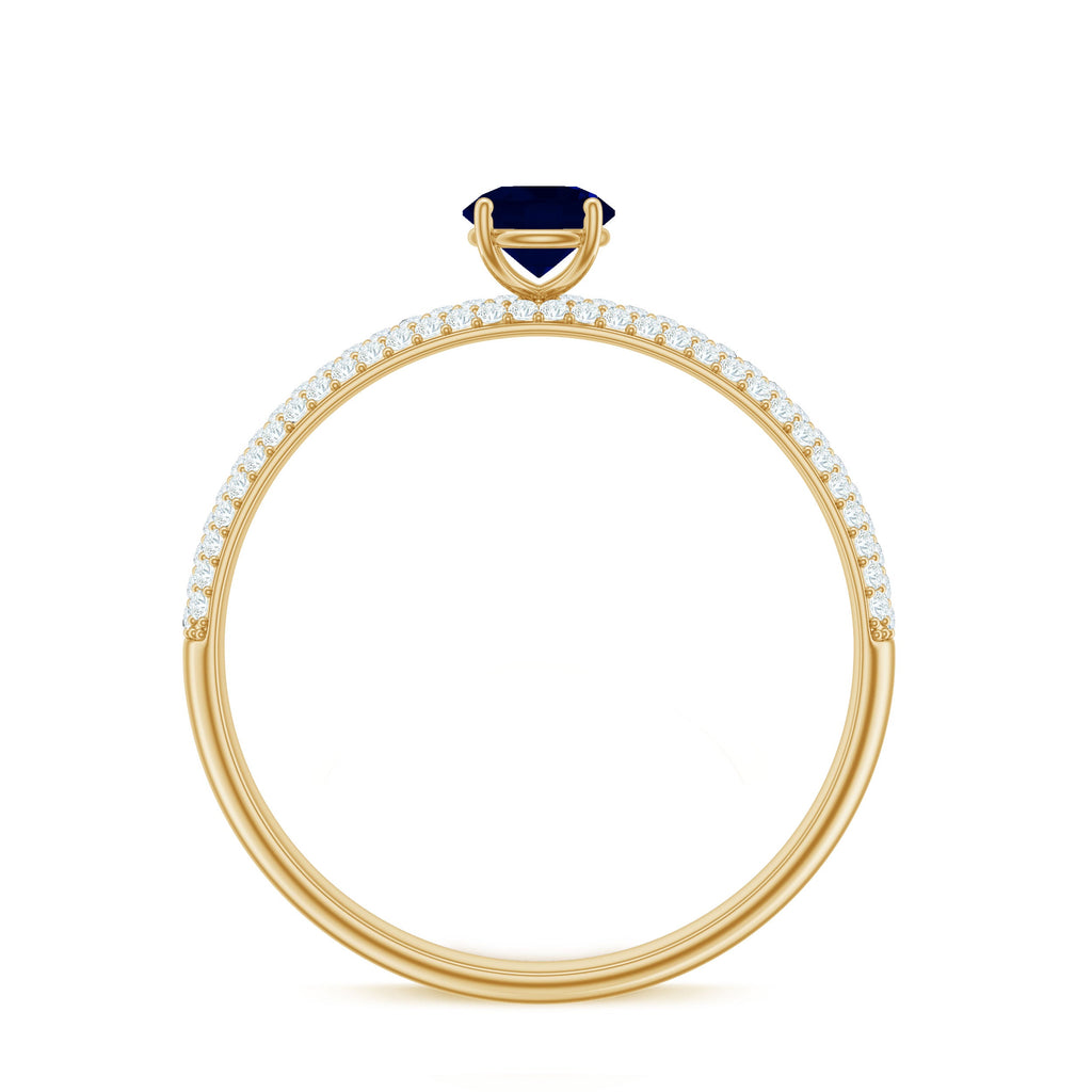 Blue Sapphire Ring with Diamond Simple Engagement Ring