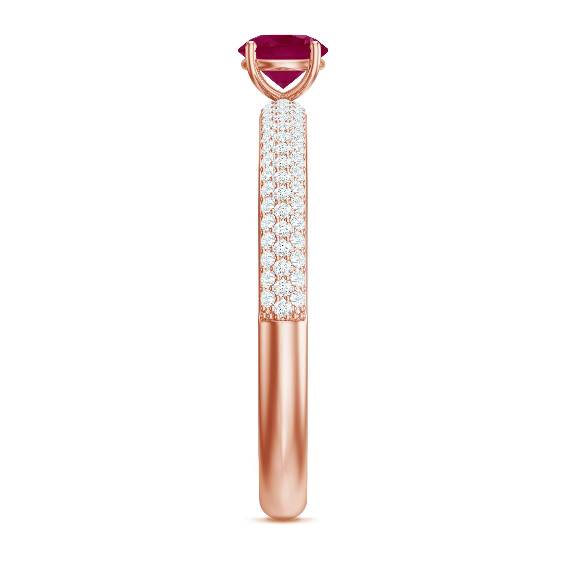 Natural Ruby Solitaire Ring with Diamond Side Stones