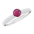 Natural Ruby Solitaire Ring with Diamond Side Stones