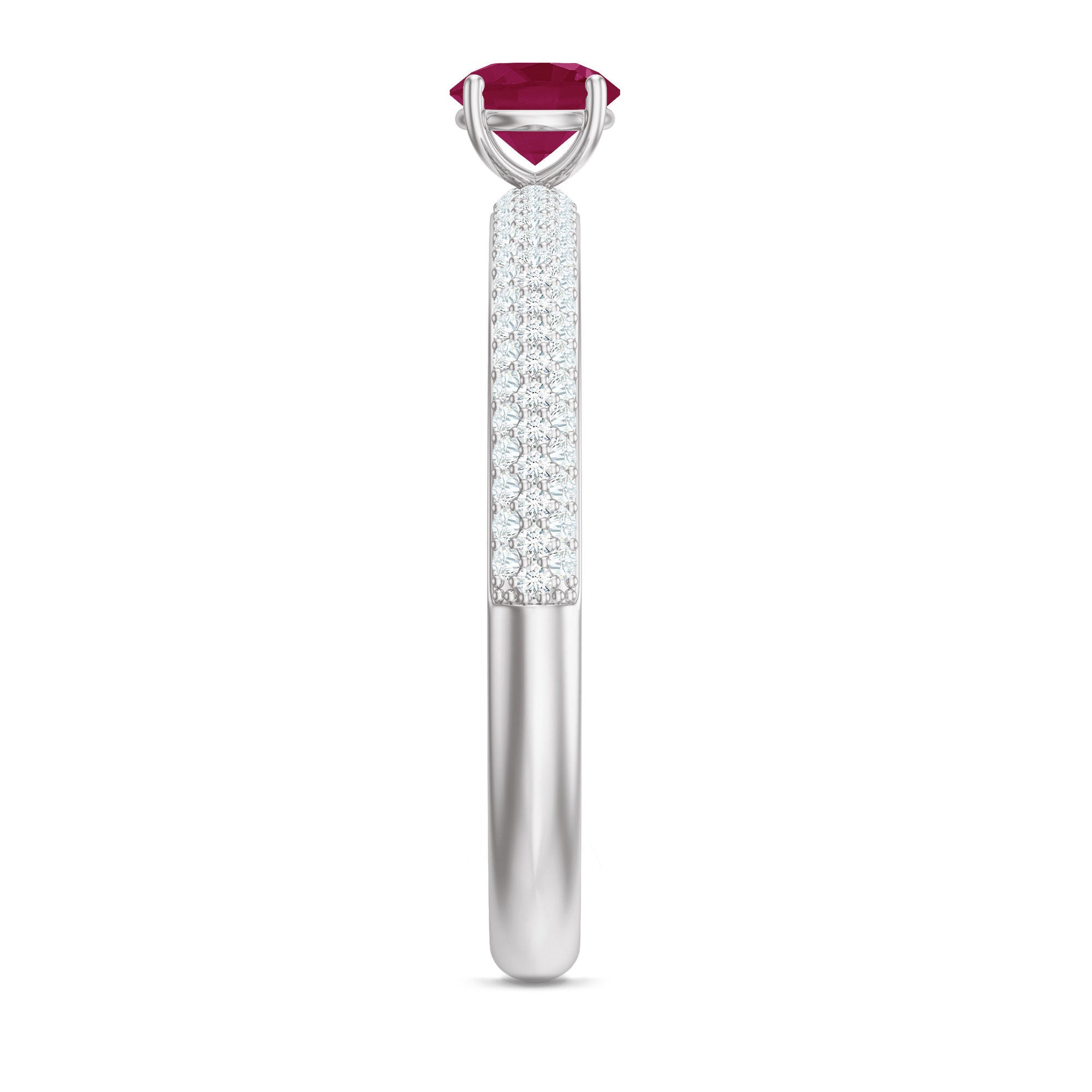 Natural Ruby Solitaire Ring with Diamond Side Stones