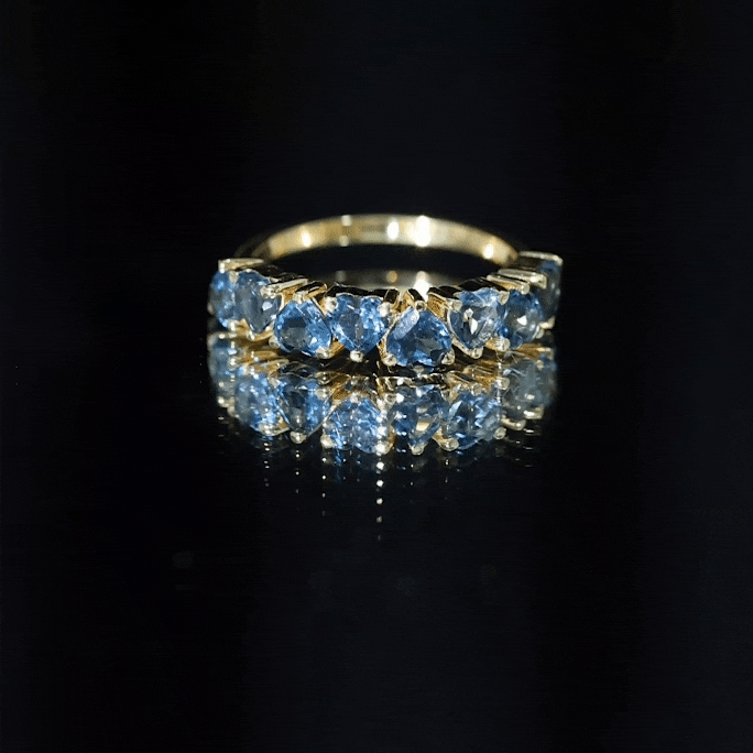 Brilliant Cut Heart London Blue Topaz Half Eternity Band