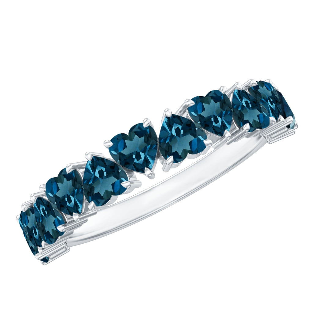 Brilliant Cut Heart London Blue Topaz Half Eternity Band