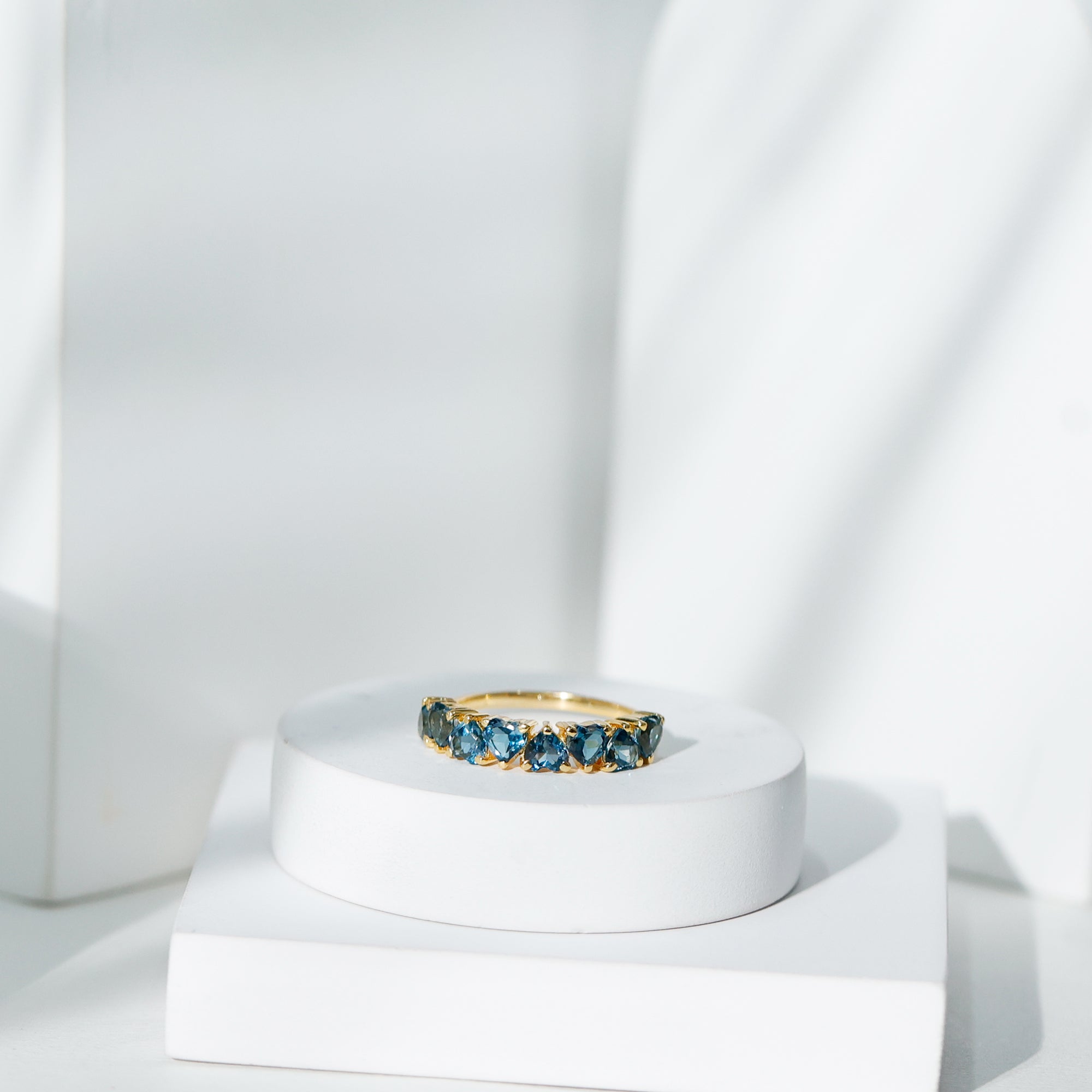 Brilliant Cut Heart London Blue Topaz Half Eternity Band