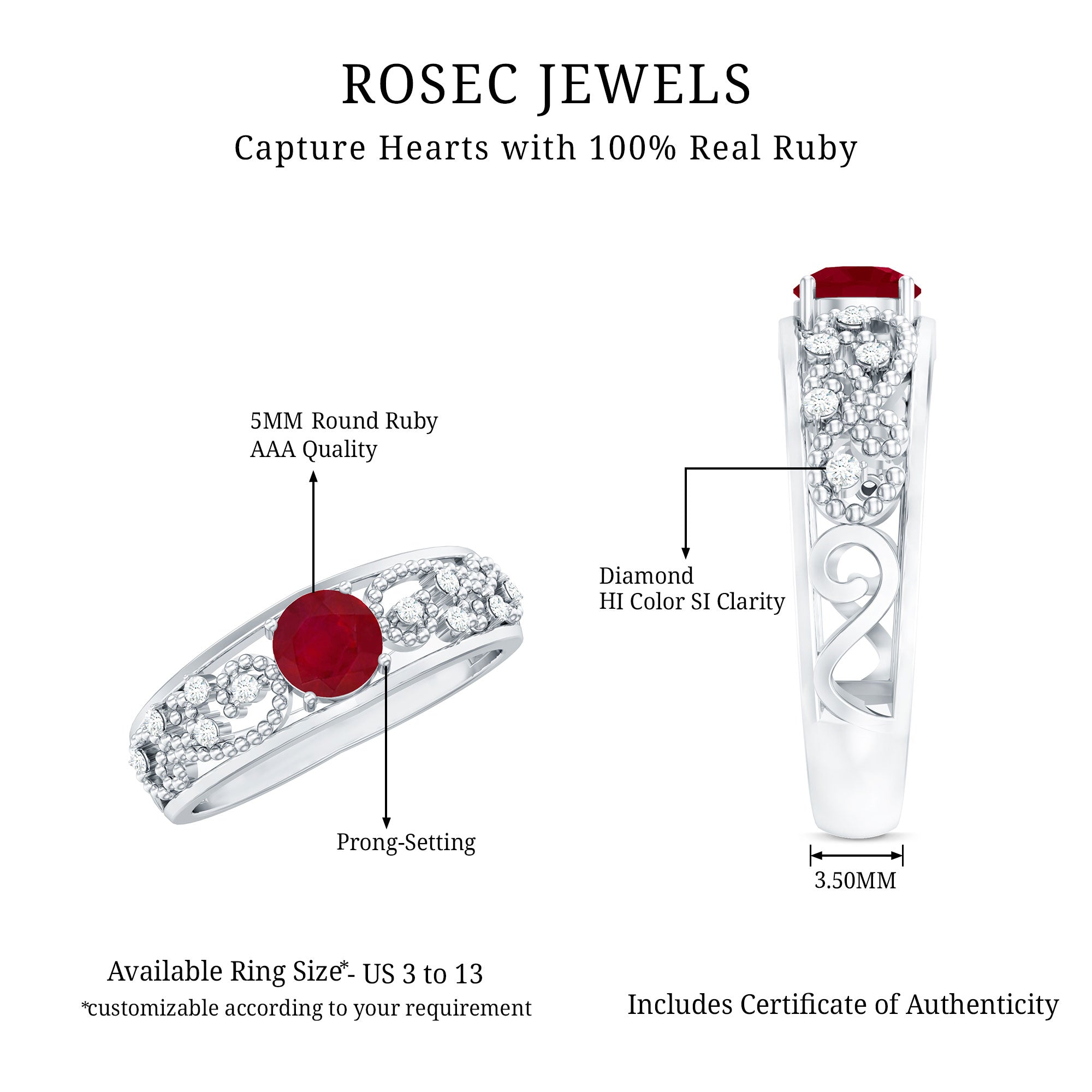 0.75 CT Ruby Antique Engagement Ring with Diamond