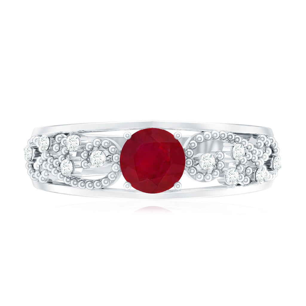 0.75 CT Ruby Antique Engagement Ring with Diamond